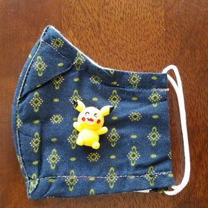 Face Mask KIDS Navy and Yellow Removable Pikachu